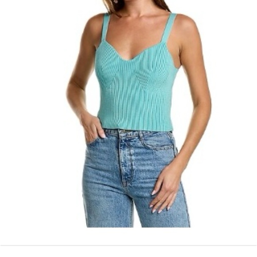 Vince Teal Sweatheart Bralette Ribbed Crop Top